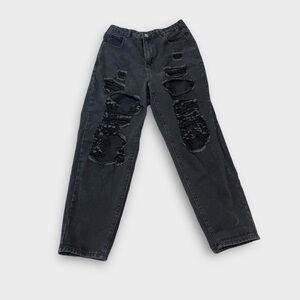 SHEIN medium high waisted wide leg ripped black jeans. Worn just a few times.